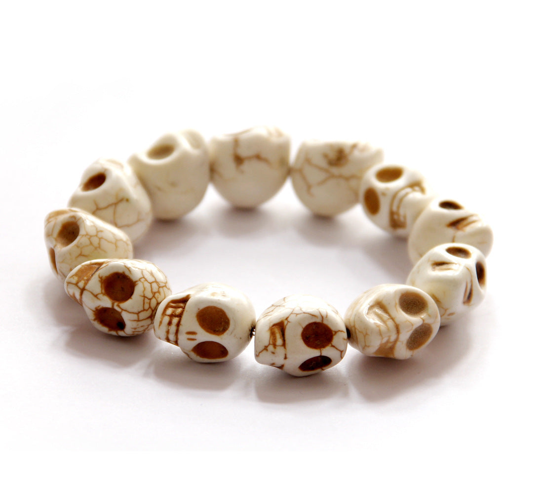 Skull Stone Beaded Bracelet