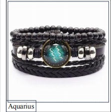 Horoscope Braided Leather Bracelet