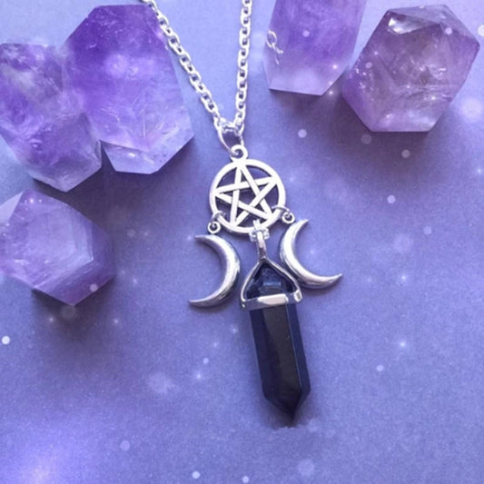 Pentagram Pendant Moon Necklace