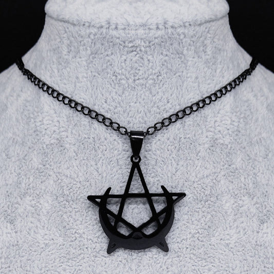 Moon And Pentagram Necklace