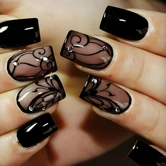 Black Vine Nail Set