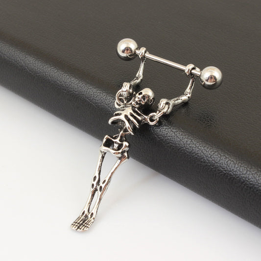 Dangling Skeleton Nipple Ring 1pc