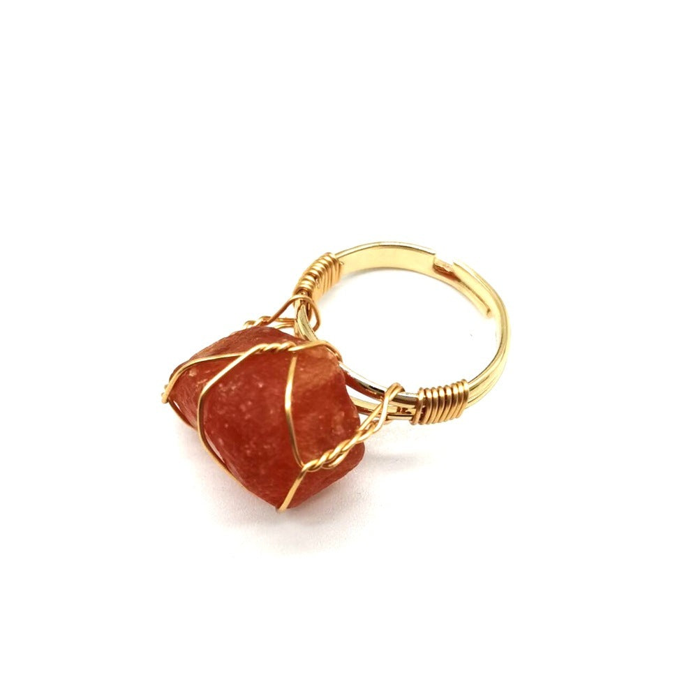 Wire Wrapped Rough Stone Ring