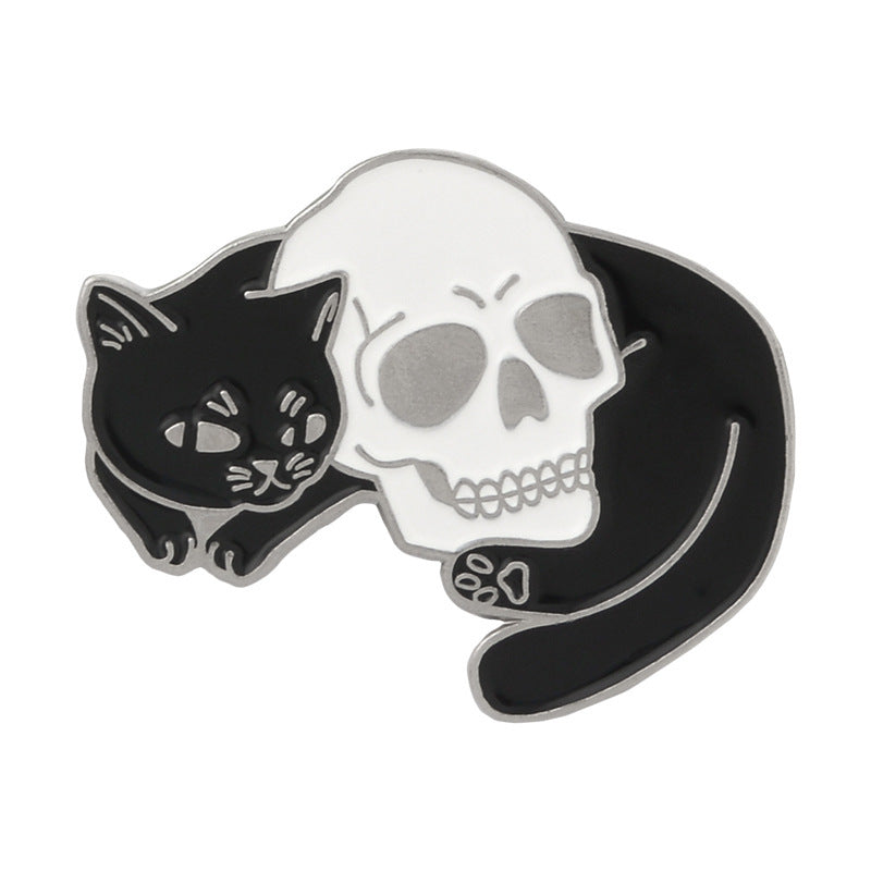 Kitty & Skull Enamel Pin