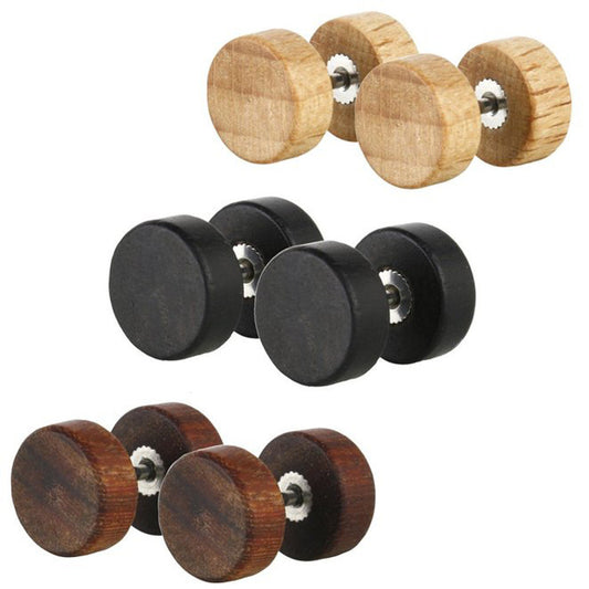 Wood Faux Plug Earrings