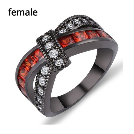 Black & Red Cross Zircon Ring