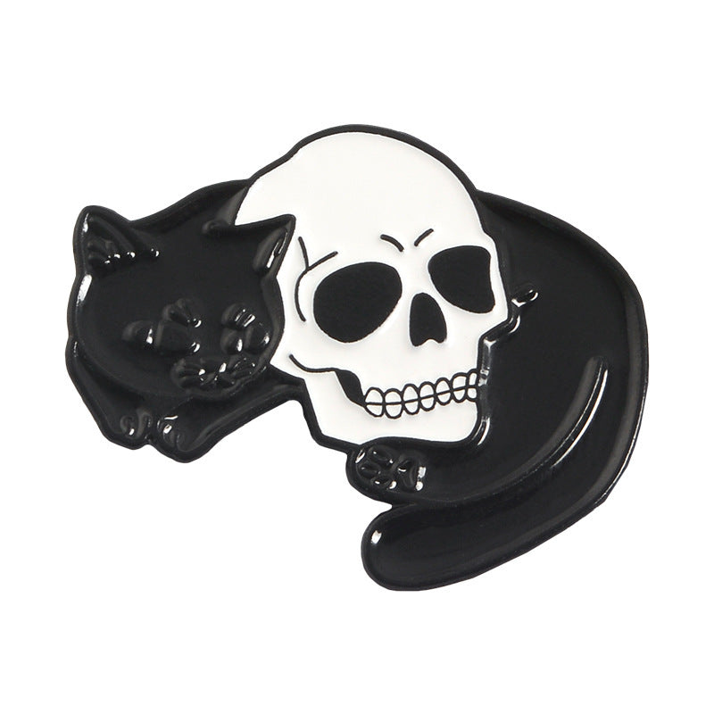 Kitty & Skull Enamel Pin