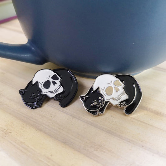 Kitty & Skull Enamel Pin