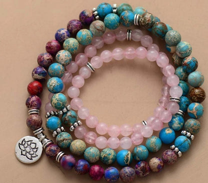 Polished Crystal Beaded Necklace with Charm