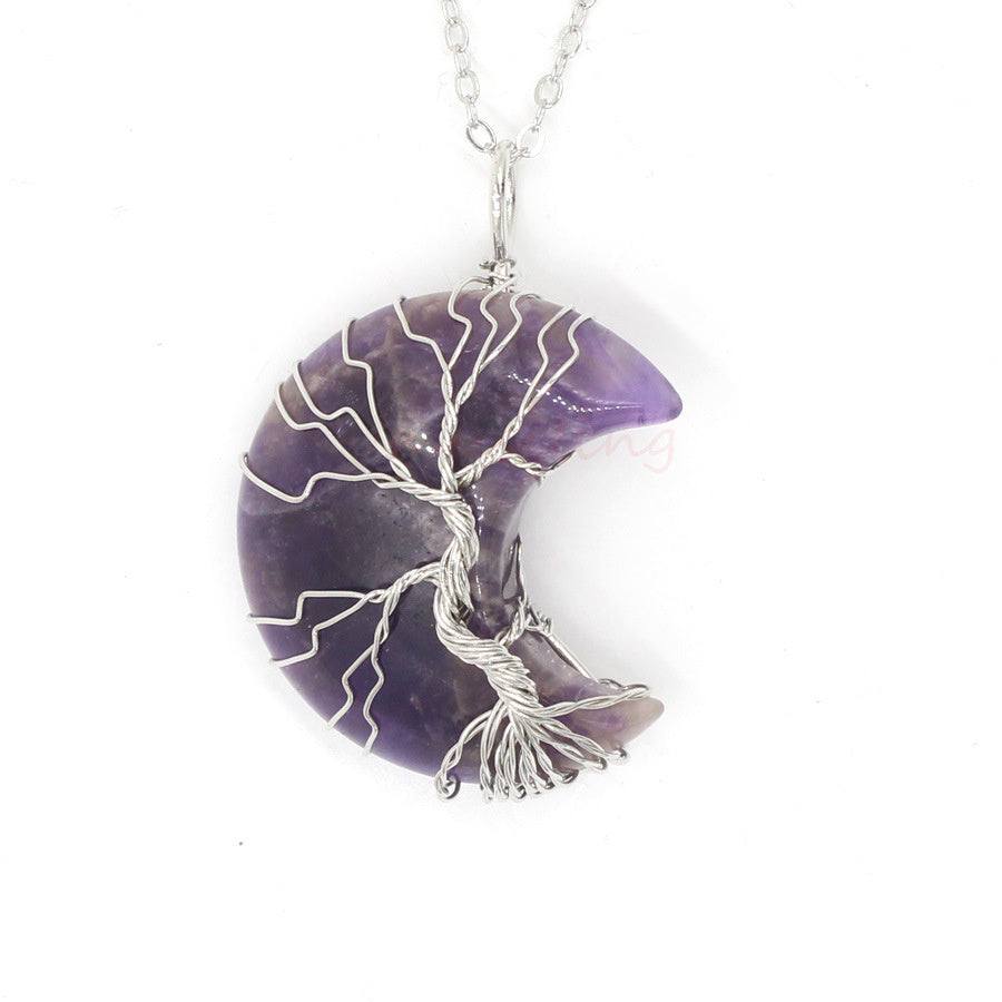 Crystal Moon Wrapped Pendant
