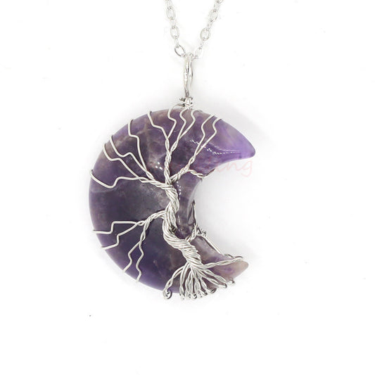 Crystal Moon Wrapped Pendant