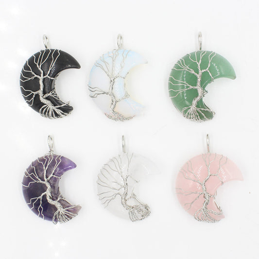 Crystal Moon Wrapped Pendant