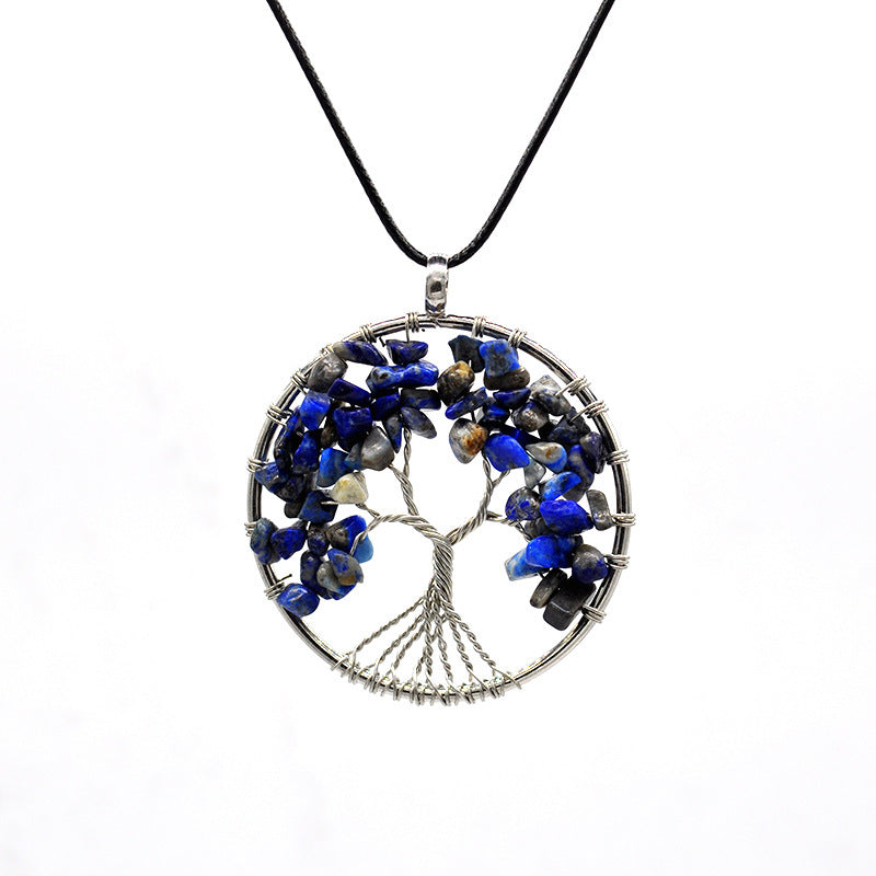 Tree of Life Gem Chip Necklace (Silver)