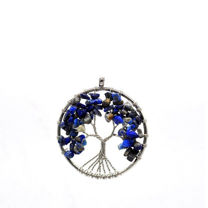 Tree of Life Gem Chip Necklace (Silver)