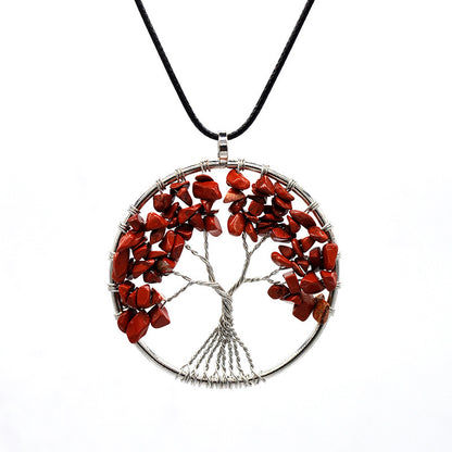 Tree of Life Gem Chip Necklace (Silver)