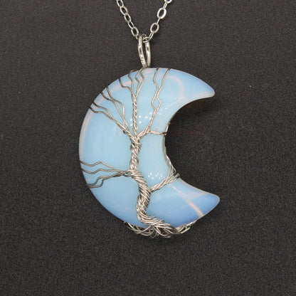 Crystal Moon Wrapped Pendant