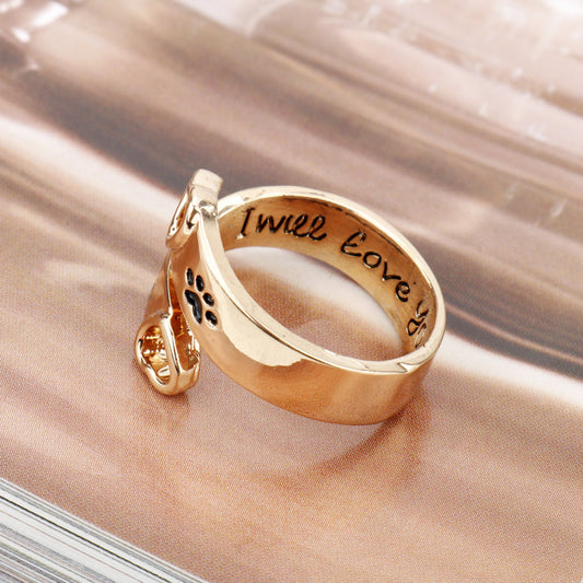 Hollow Heart Wrap Around Paw Ring