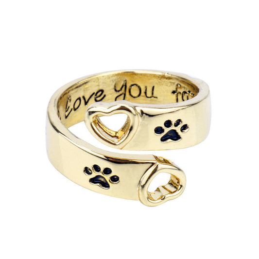 Hollow Heart Wrap Around Paw Ring