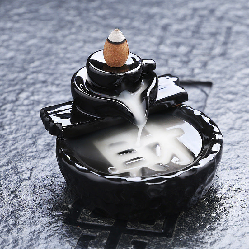 Black Backflow Incense Burner