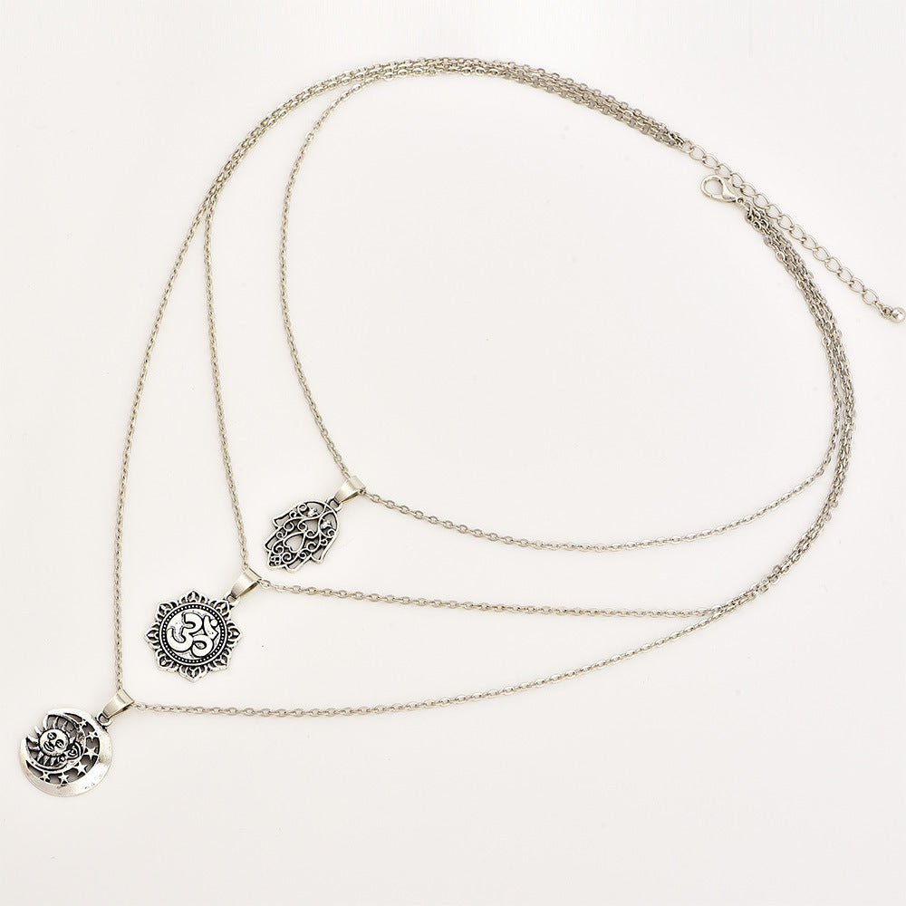 Moon Pendant Multilayer Necklace