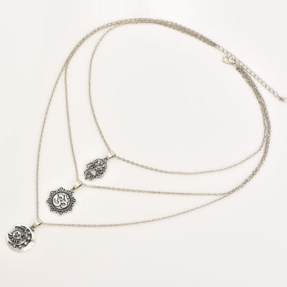 Moon Pendant Multilayer Necklace