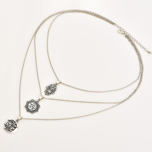 Moon Pendant Multilayer Necklace