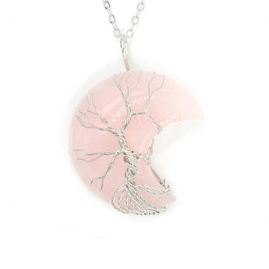 Crystal Moon Wrapped Pendant