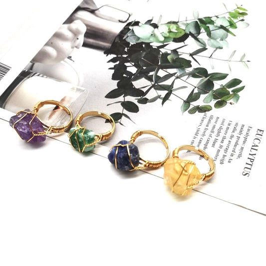 Wire Wrapped Rough Stone Ring