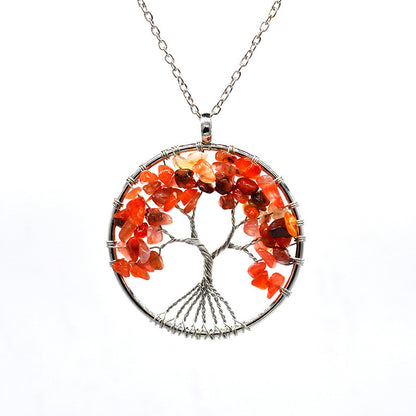 Tree of Life Gem Chip Necklace (Silver)