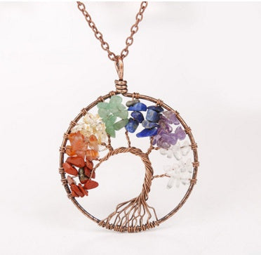Tree Of Life Gem Chip Necklace (Copper)
