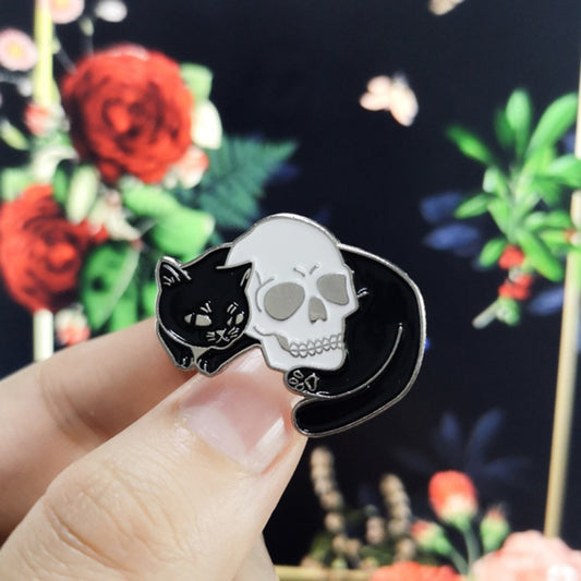 Kitty & Skull Enamel Pin