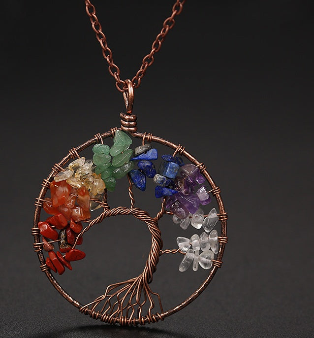 Tree Of Life Gem Chip Necklace (Copper)