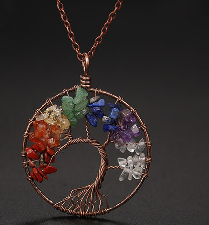Tree Of Life Gem Chip Necklace (Copper)