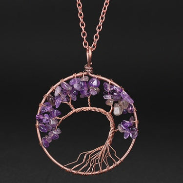 Tree Of Life Gem Chip Necklace (Copper)