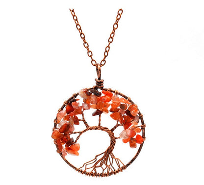 Tree Of Life Gem Chip Necklace (Copper)