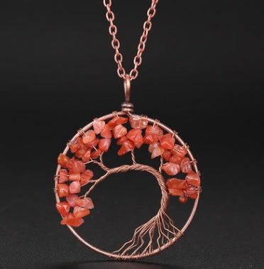 Tree Of Life Gem Chip Necklace (Copper)
