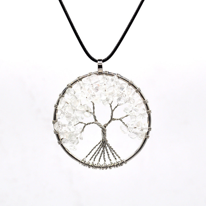 Tree of Life Gem Chip Necklace (Silver)
