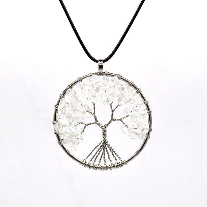 Tree of Life Gem Chip Necklace (Silver)