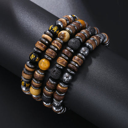Wood and Hematite Bracelet