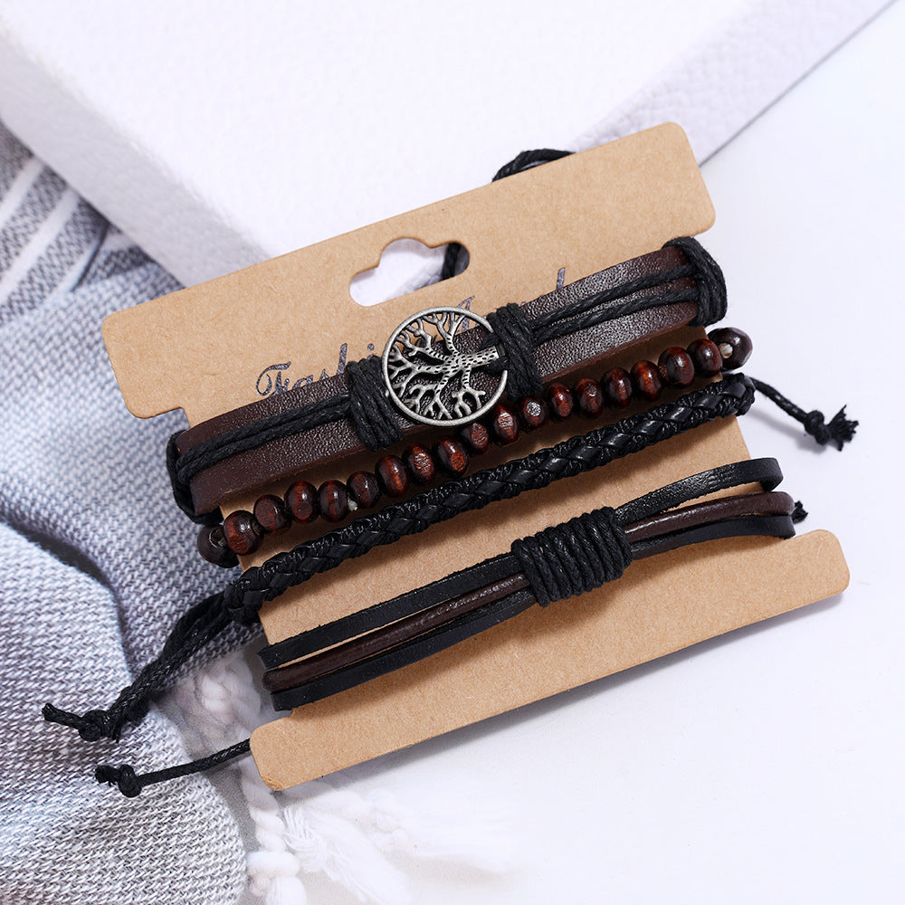 Tree Of Life Leather Bracelet Set