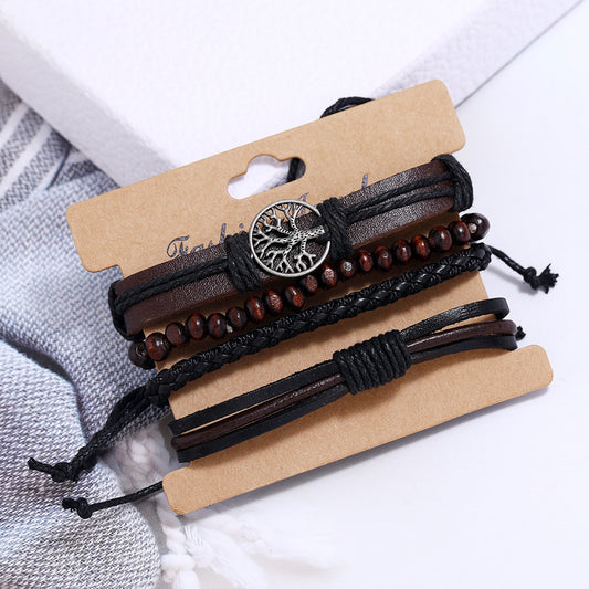 Tree Of Life Leather Bracelet Set