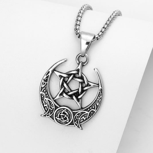 Moon Phase Pentagram Necklace