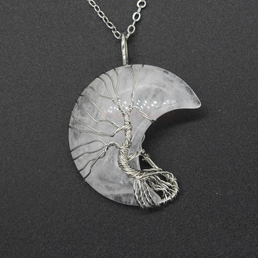 Crystal Moon Wrapped Pendant