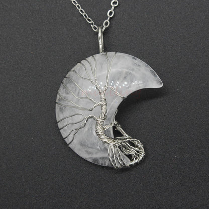 Crystal Moon Wrapped Pendant