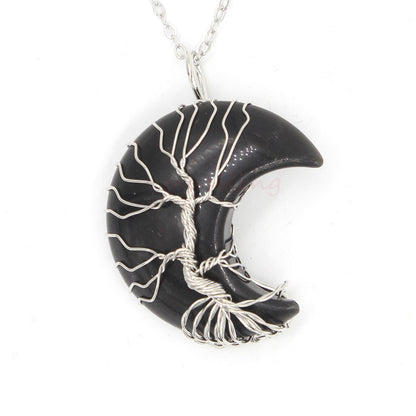 Crystal Moon Wrapped Pendant