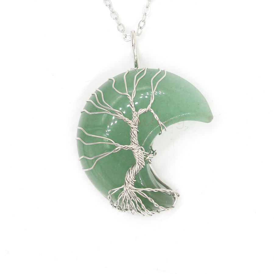 Crystal Moon Wrapped Pendant
