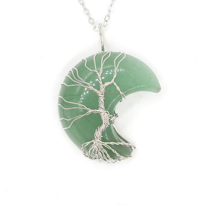 Crystal Moon Wrapped Pendant