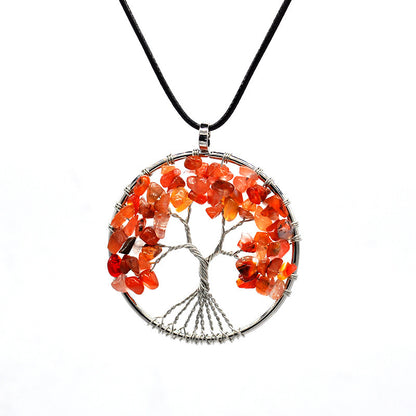 Tree of Life Gem Chip Necklace (Silver)