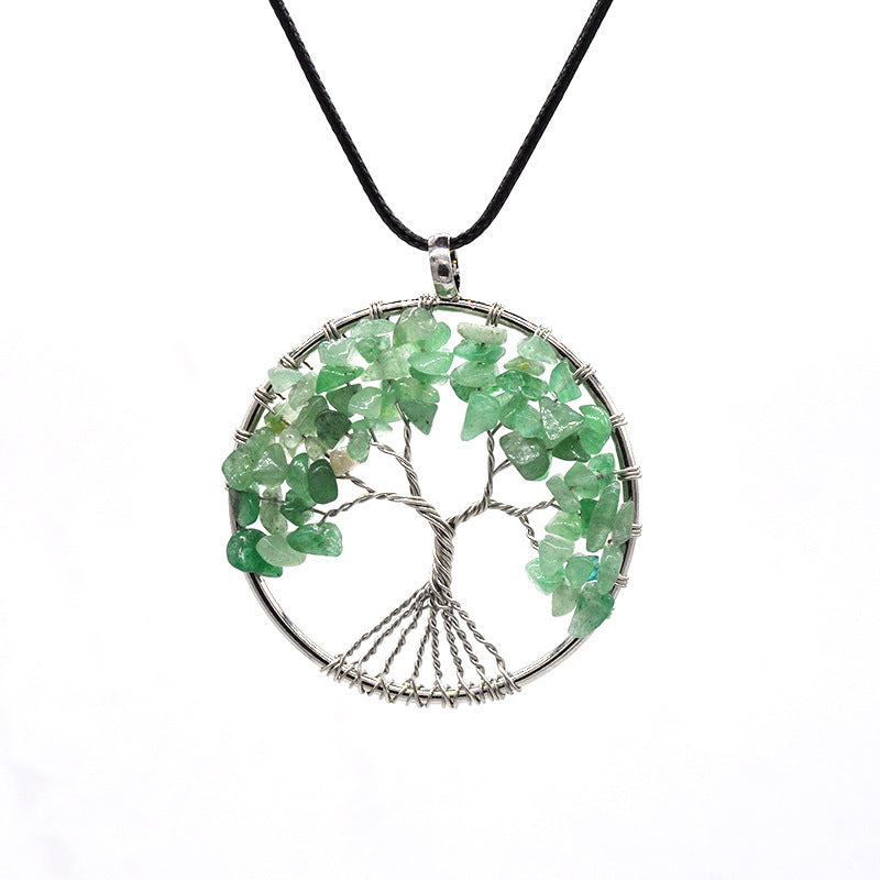 Tree of Life Gem Chip Necklace (Silver)