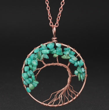 Tree Of Life Gem Chip Necklace (Copper)